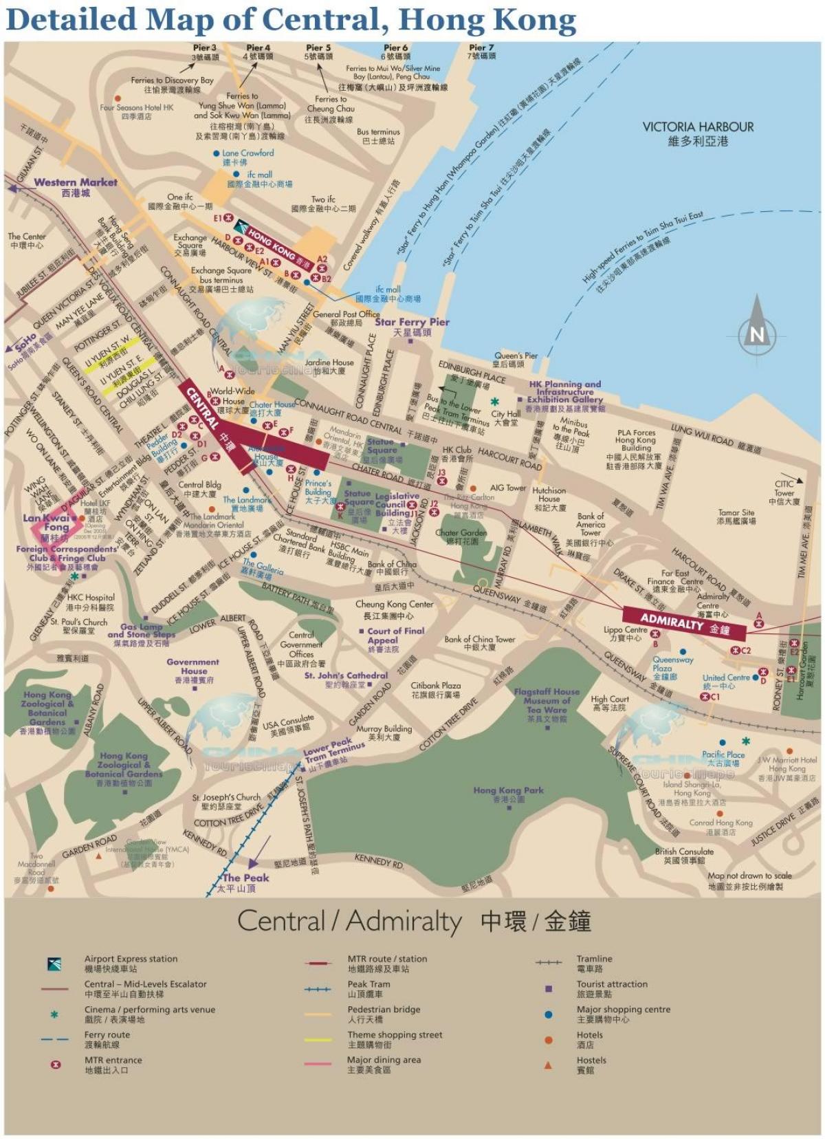Central de Hong Kong mapa
