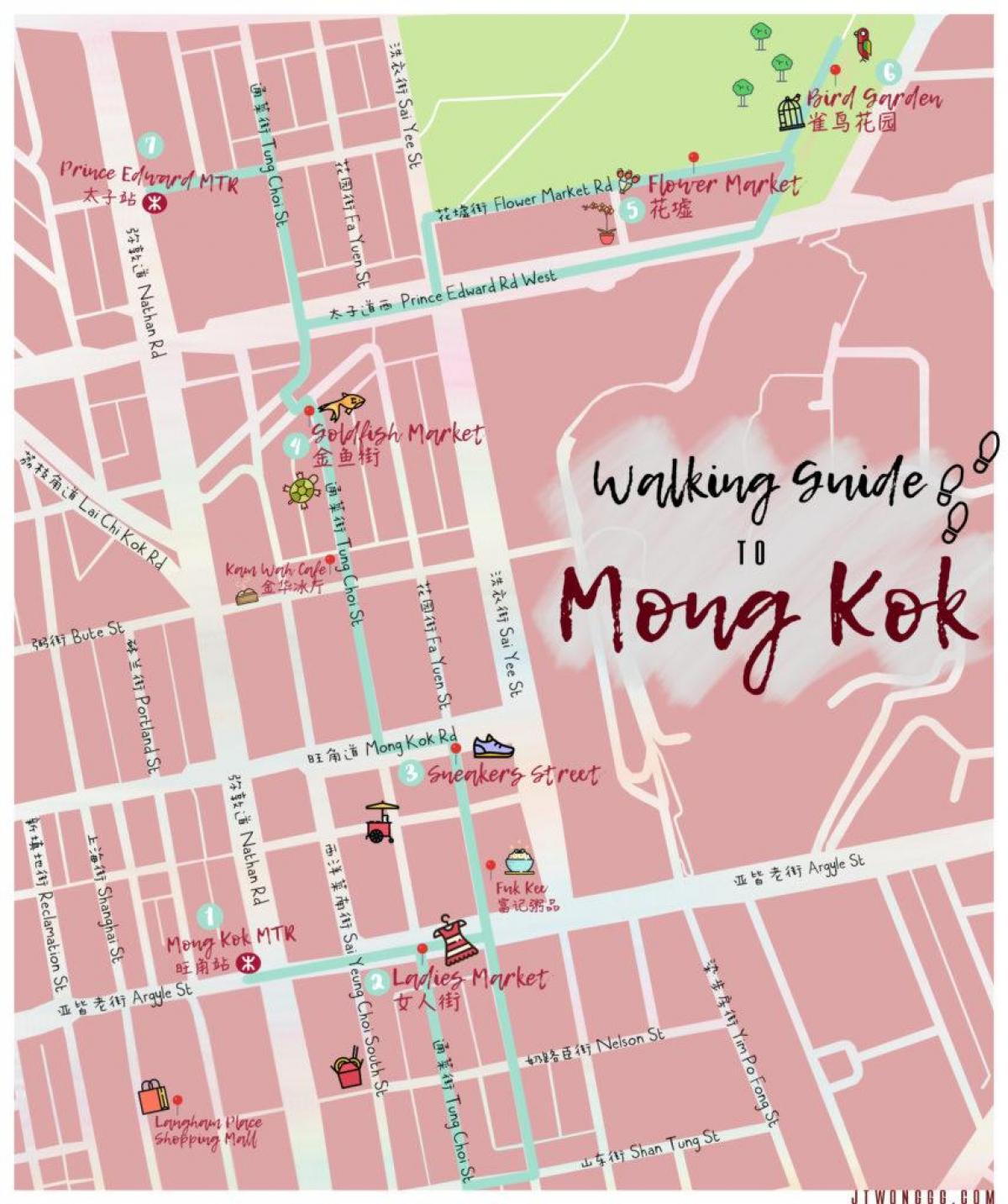 mapa de Mong Kok de Hong Kong