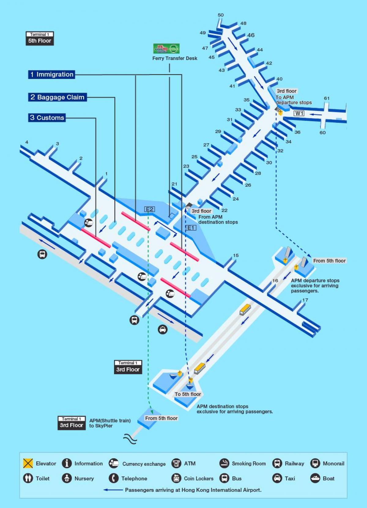 Aeropuerto de Hong Kong puerta mapa