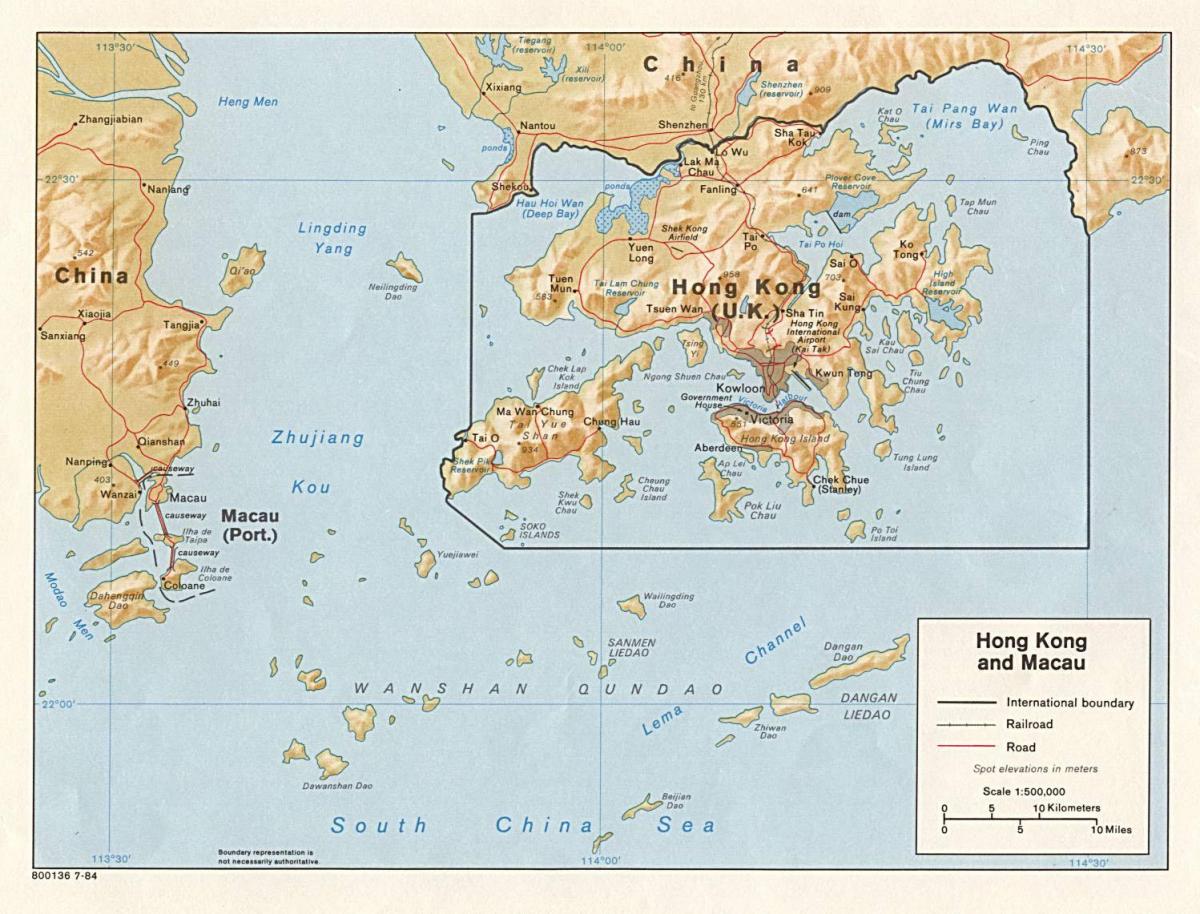 mapa de Hong Kong y Macao