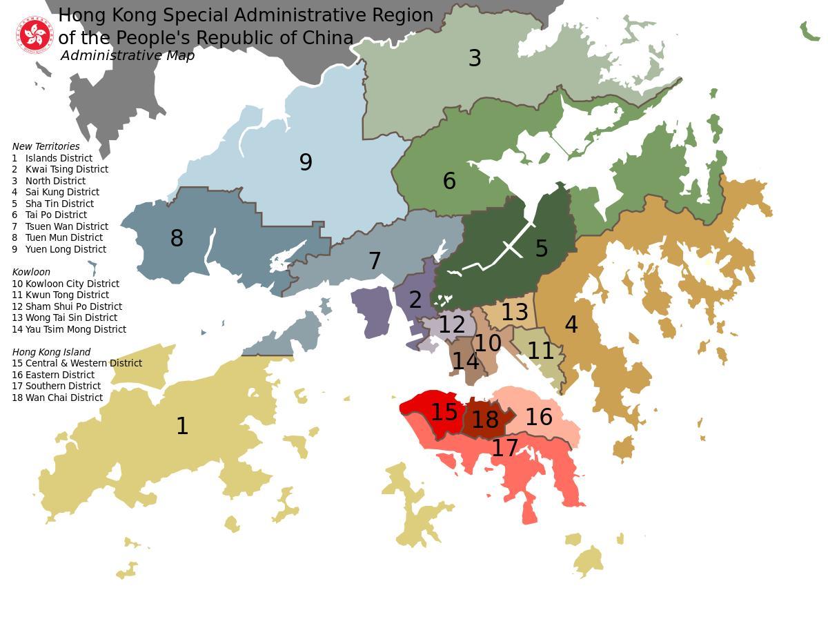 mapa de Hong Kong barrios