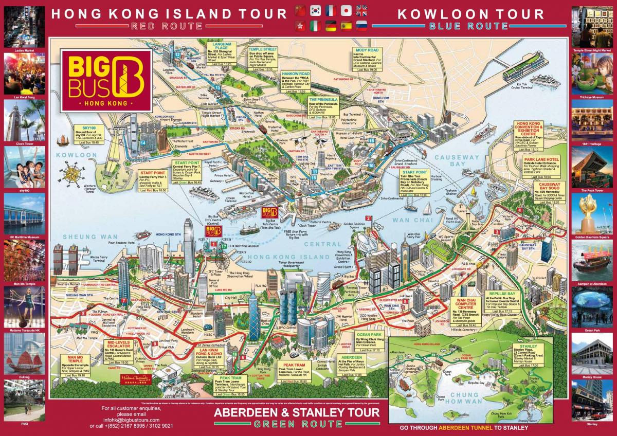 hop on hop off bus de Hong Kong mapa