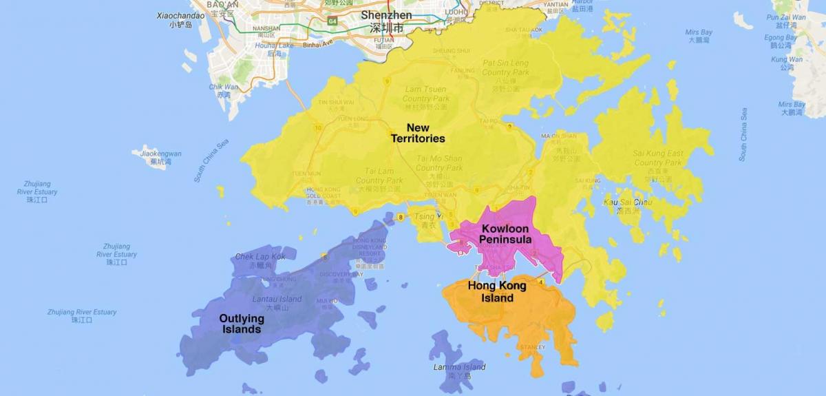mapa de Hong Kong de la zona