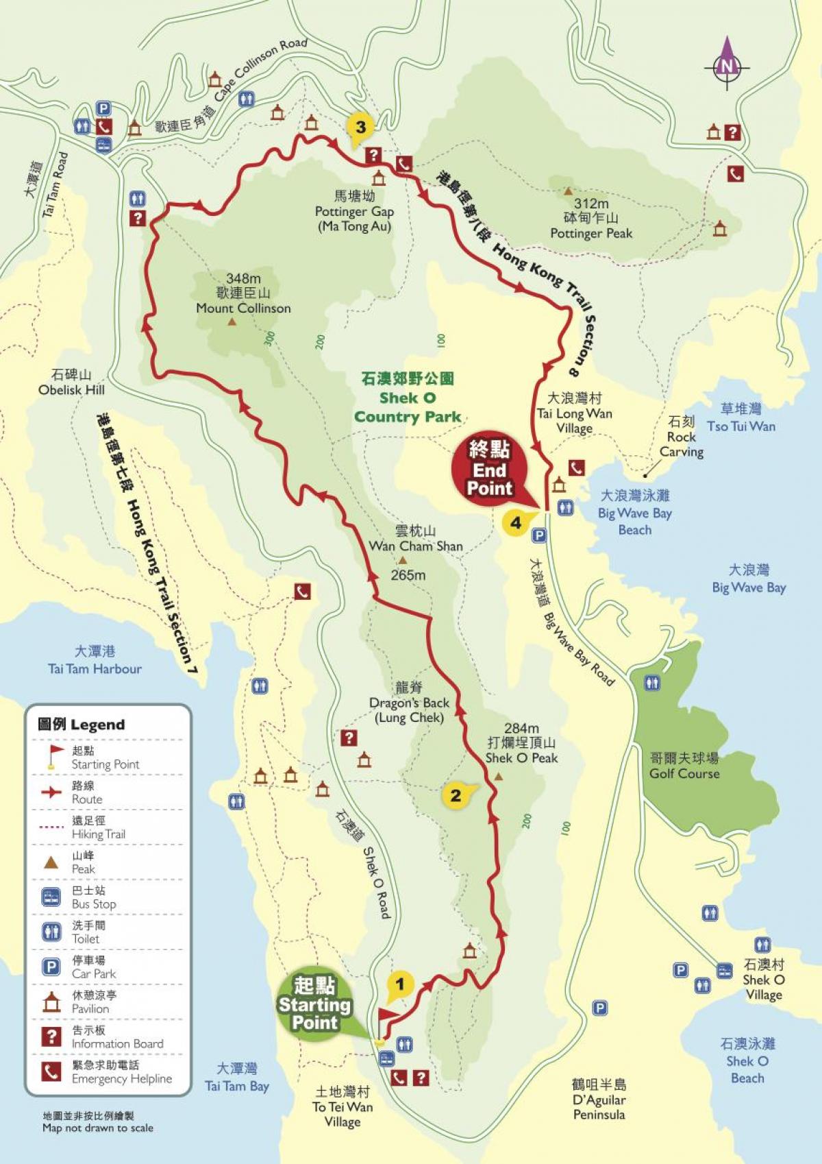 mapa de senderismo de Hong Kong