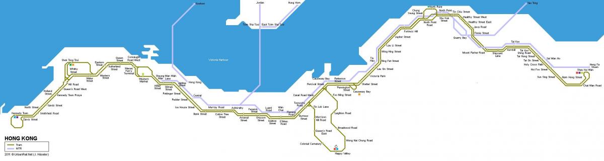 tranvía mapa de Hong Kong