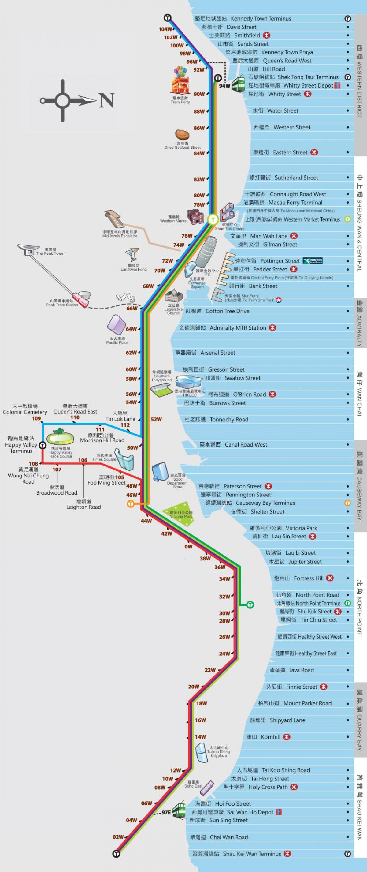 Hong Kong ding ding tranvía mapa
