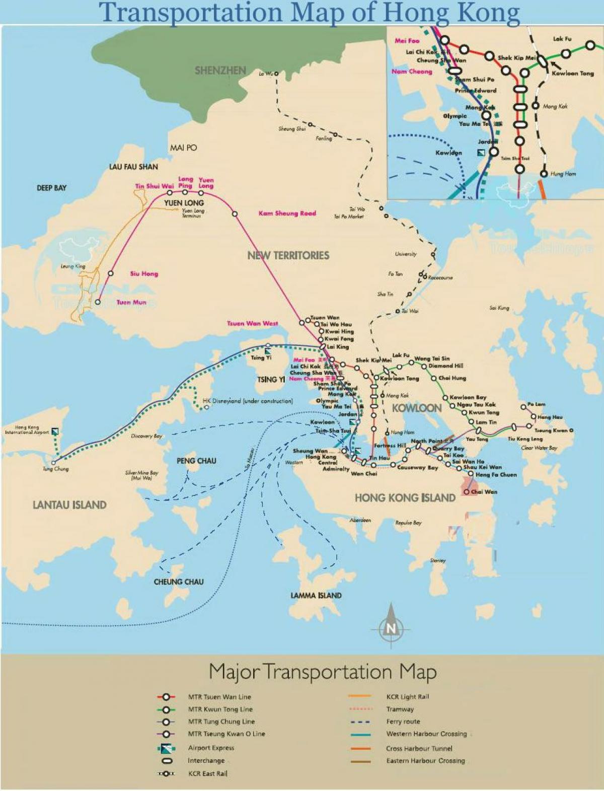 Ferry de Hong Kong mapa de rutas