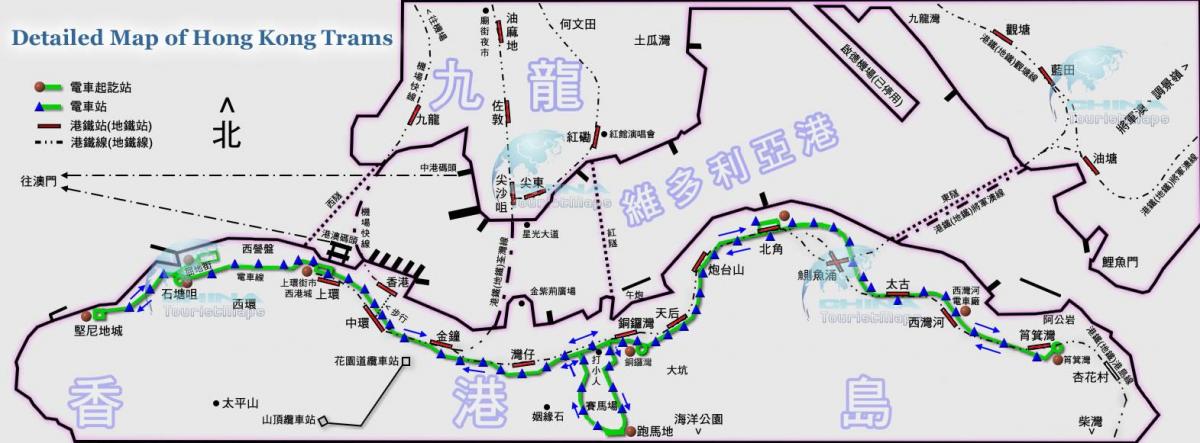 tranvía de Hong Kong mapa