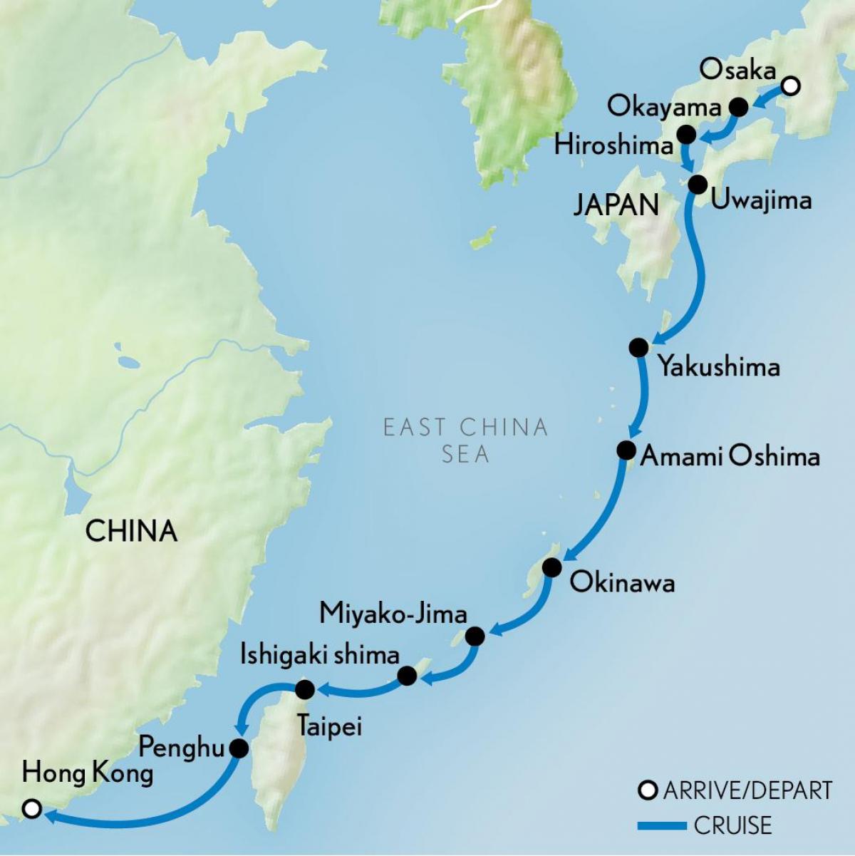 mapa de Hong Kong y japón