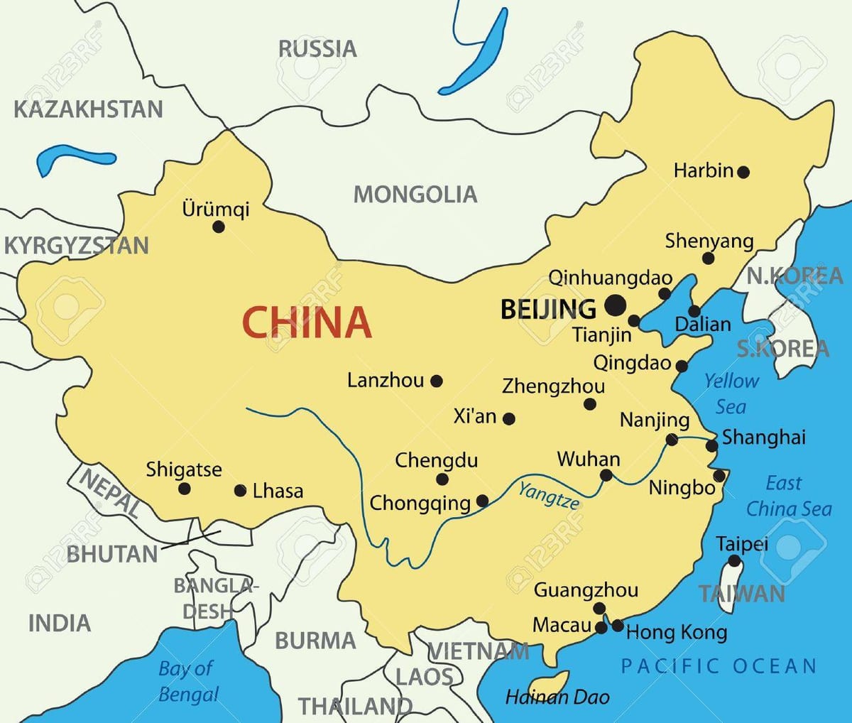 mapa de Taiwán y Hong Kong
