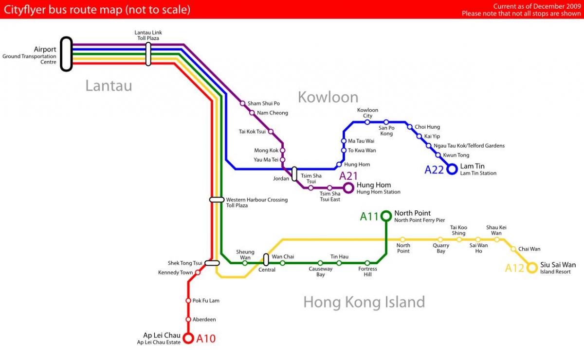 Hong Kong mapa de ruta de autobús