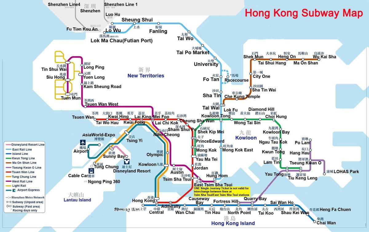 mapa del metro de Hong Kong
