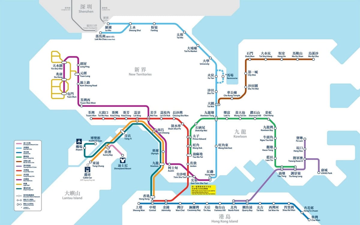 HK mapa de la estación de MTR