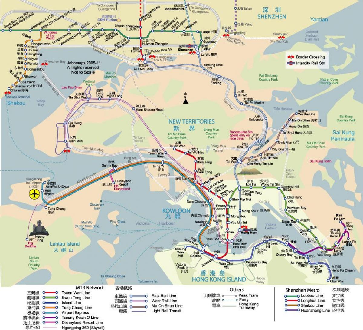 mapa de Hong Kong de tránsito