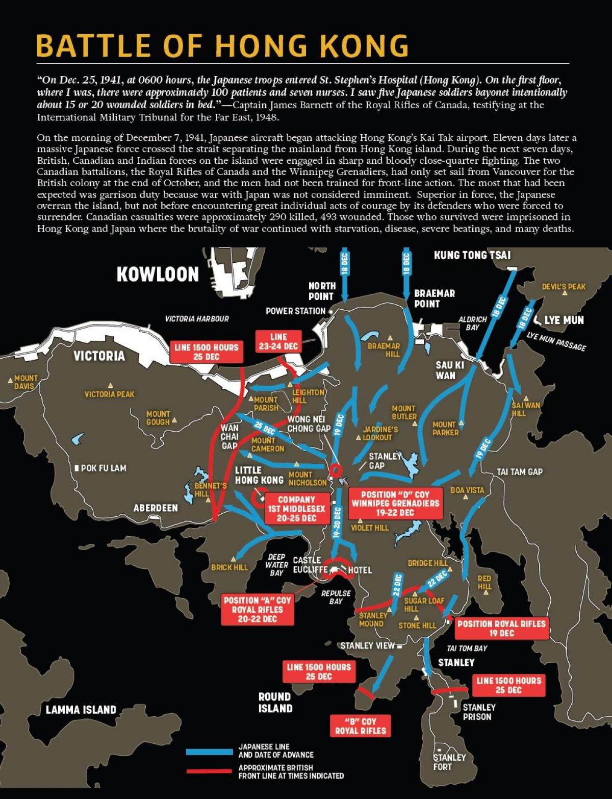 mapa de la batalla de Hong Kong