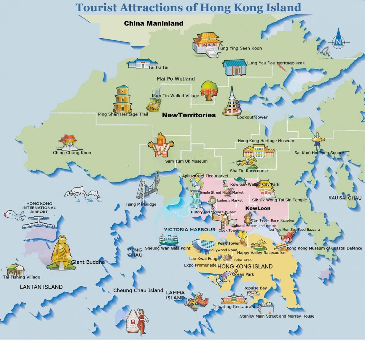 mapa de la isla de Hong Kong