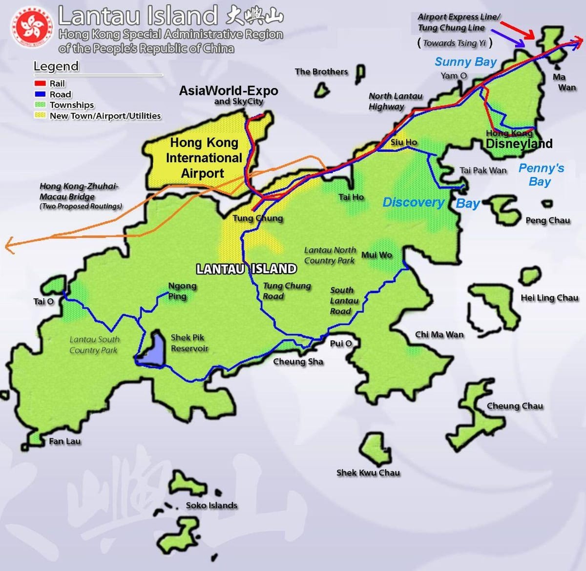 La isla de Hong Kong mapa turístico
