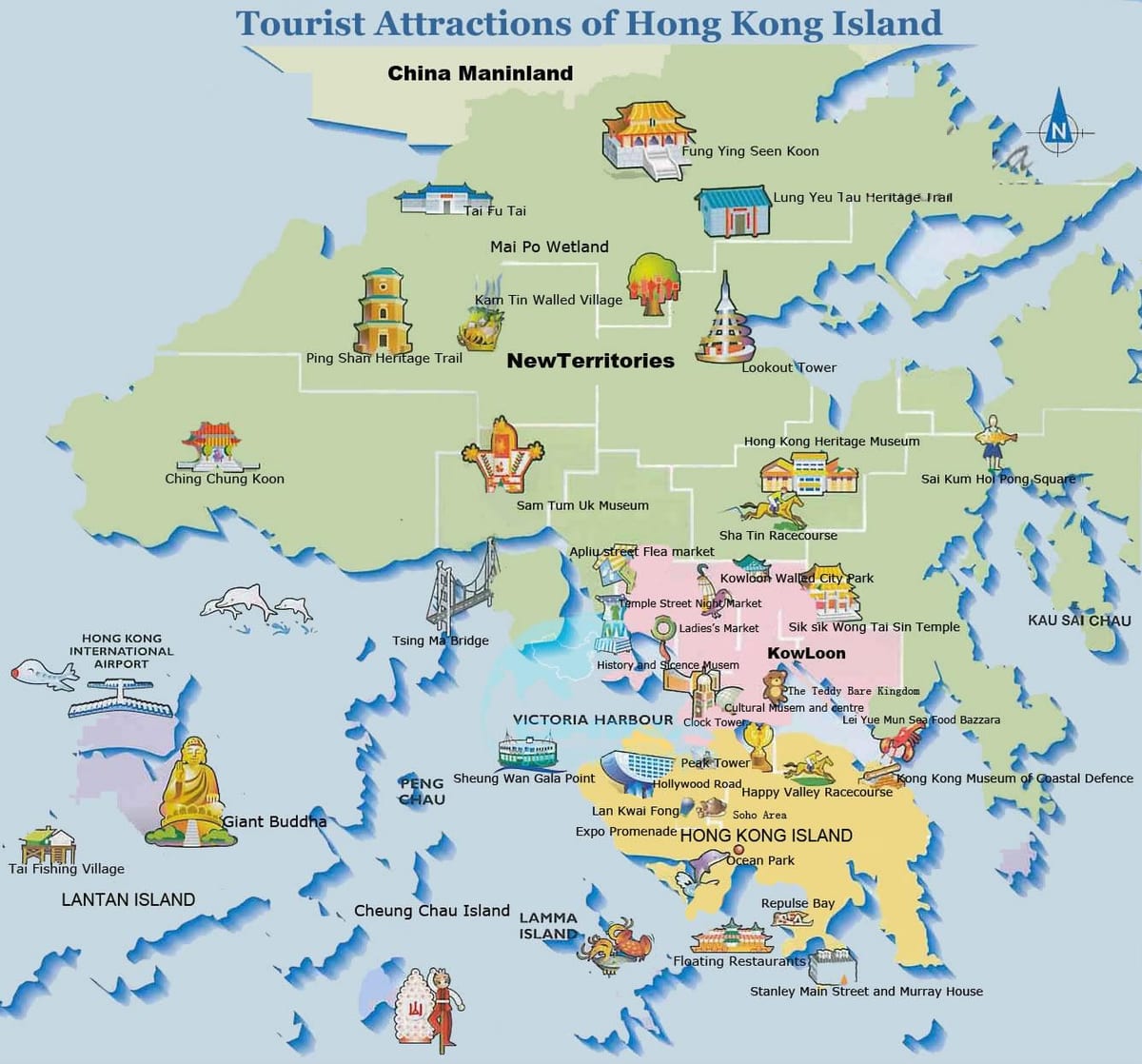 Hong Kong mapa para el turista