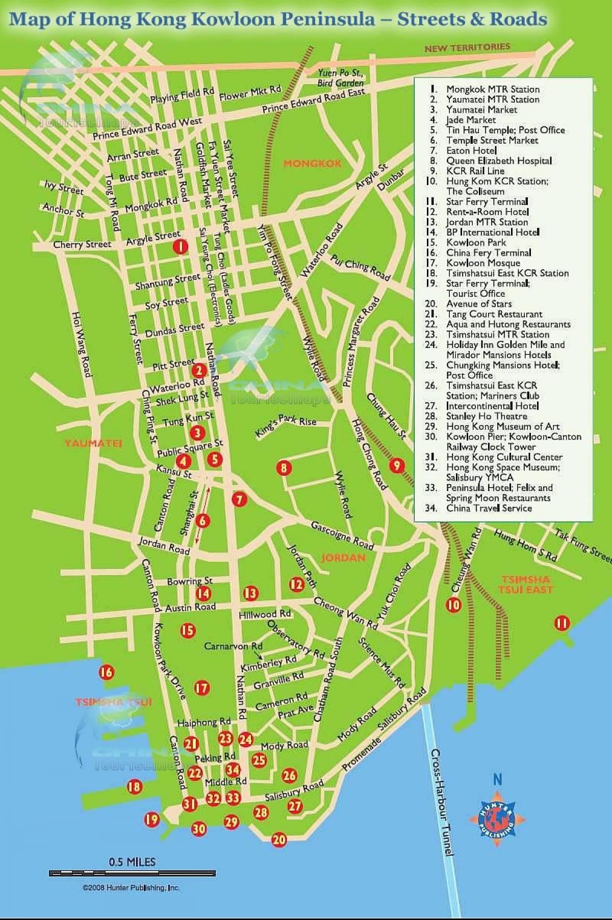 mapa de Nathan road, Hong Kong