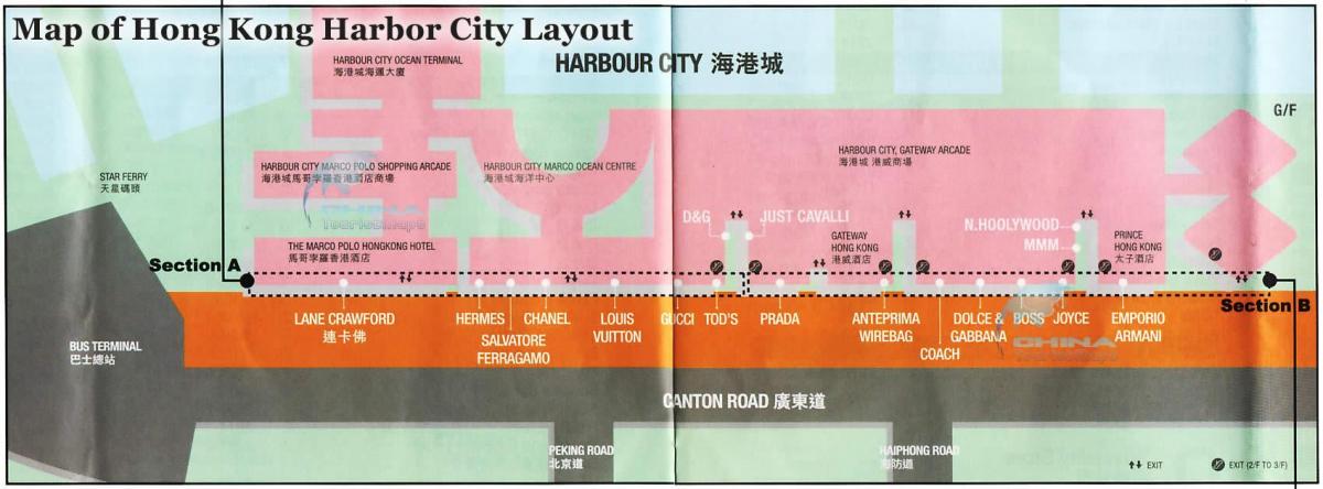 mapa del puerto de la ciudad de Hong Kong