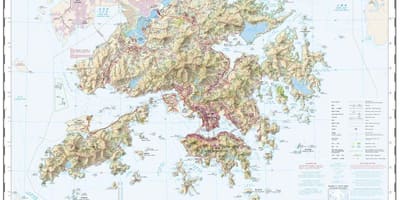 El mapa topográfico de Hong Kong