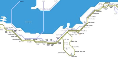 Tranvía mapa de Hong Kong
